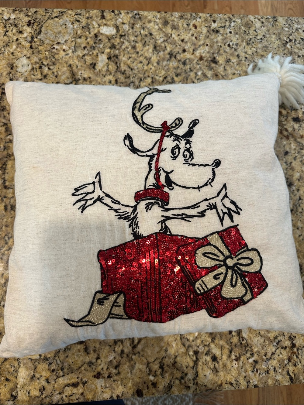 POTTERY BARN TEEN GRINCH MAX SEQUIN PILLOW COVER